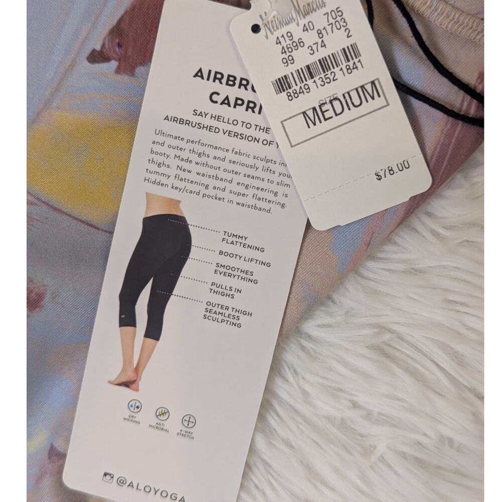 Alo Yoga Airbrush Capri Leggings Blue Orange Brown Size Medium - Picture 7 of 12